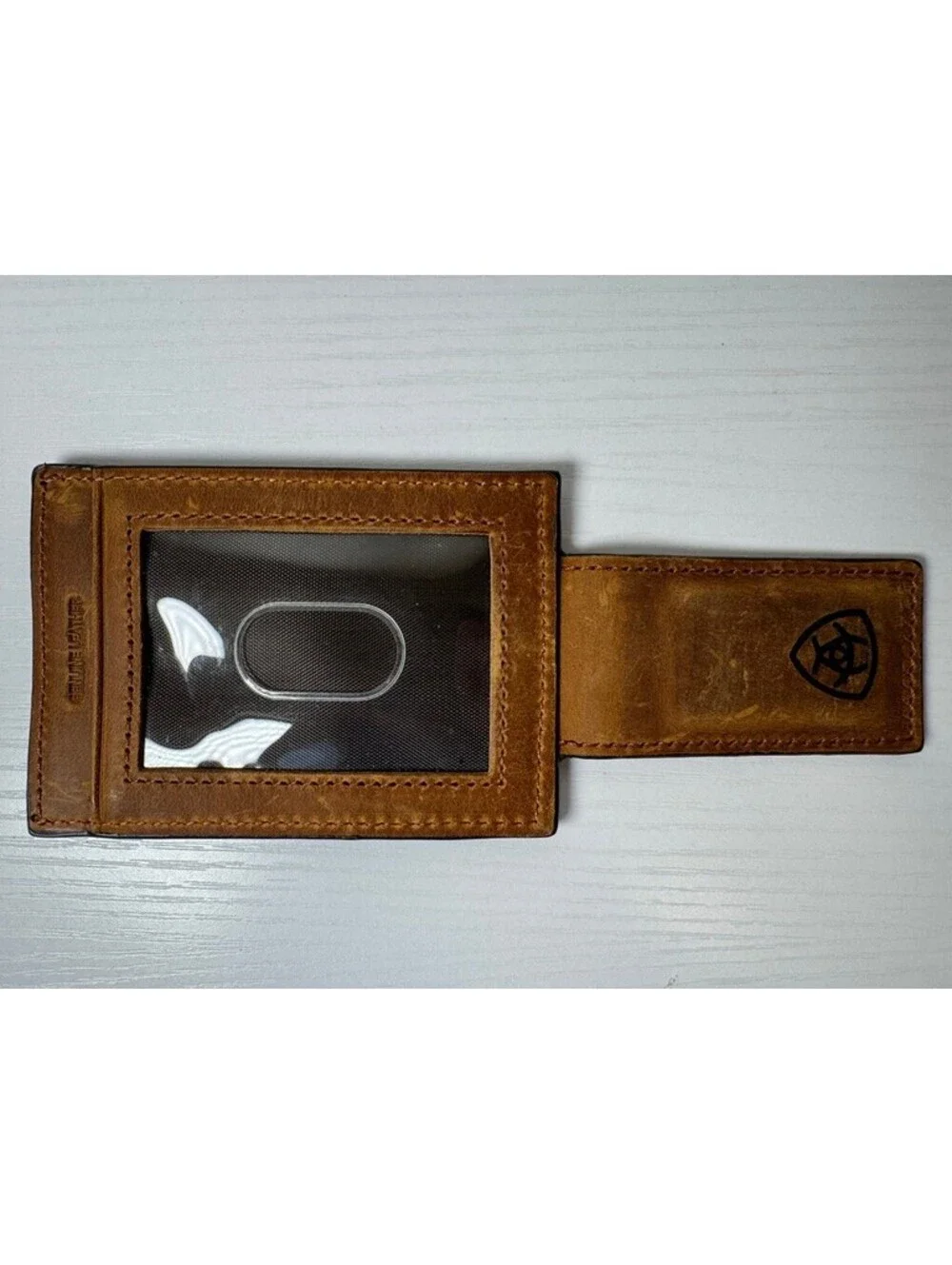 Ariat Magnetic Leather Money Clip Wallet Western Cowboy Rustic